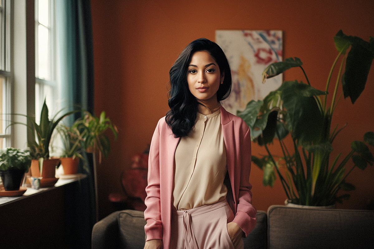 A woman standing in a room